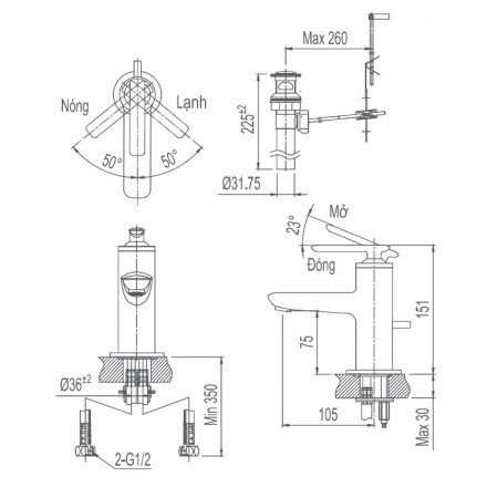 Vòi Lavabo Inax LFV-4102S Nóng Lạnh Lavabo - Ảnh 2