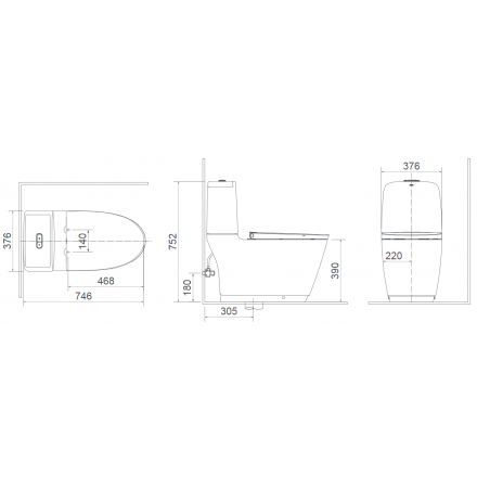 Bồn Cầu Hai Khối Xả Nhấn INAX AC-832VN - Ảnh 2