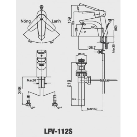 Vòi Lavabo Inax LFV-112S Nóng Lạnh - Ảnh 2