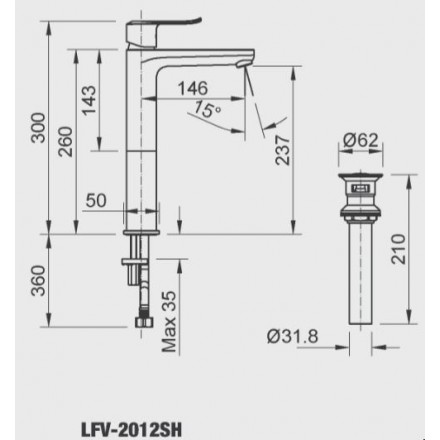 Vòi Lavabo Inax LFV-2012SH Đặt Bàn Cổ Cao - Ảnh 2