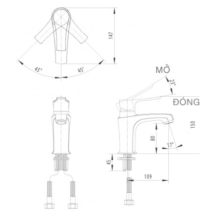 Vòi Lavabo Inax LFV-312S Nóng Lạnh - Ảnh 2