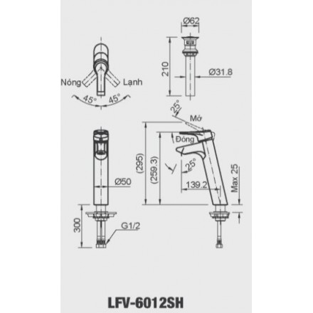 Vòi Lavabo Inax LFV-6012SH Đặt Bàn Nóng Lạnh - Ảnh 2