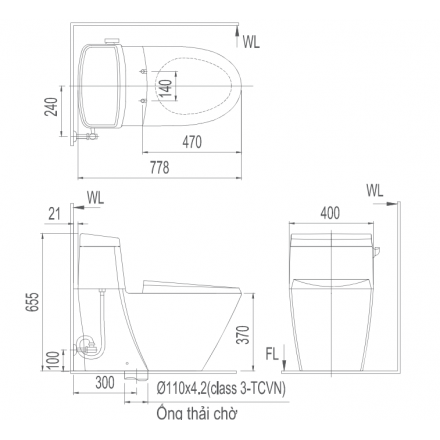 Bồn Cầu Một Khối INAX AC-918VRN-1 (AC918VRN1) - Ảnh 2