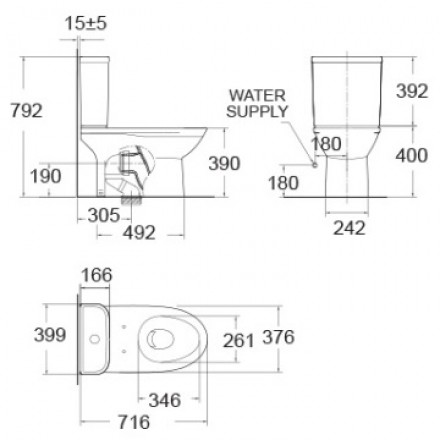 Bồn cầu hai khối American Standard 2630-WT (3630-WT+ 4630-WT) Modern - Ảnh 2