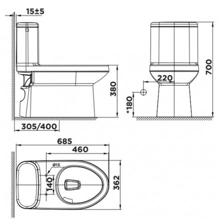 Bồn cầu một khối American Standard WP-1841 Dòng Cadet - Ảnh 2