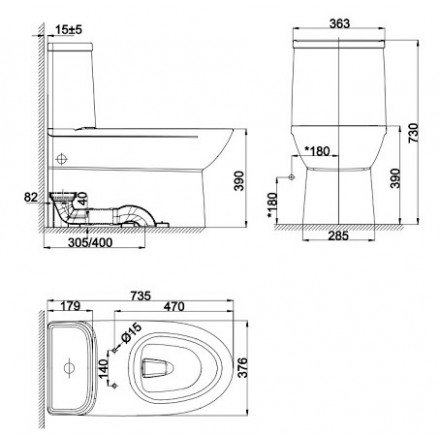 Bồn cầu một khối American Standard WP-2073 Dòng Modern - Ảnh 2