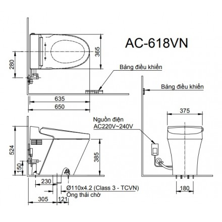 Bồn Cầu Thông Minh INAX AC-618VN (AC618VN) - Ảnh 3