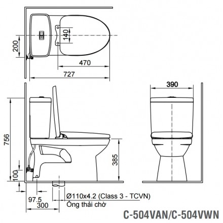 Bồn Cầu Thông Minh INAX C-504A/CW-H18VN - Ảnh 2
