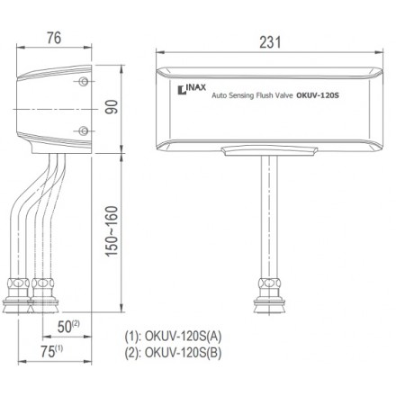 Van Xả Tiểu Cảm Ứng Inax OKUV-120S(A/B) - Ảnh 2