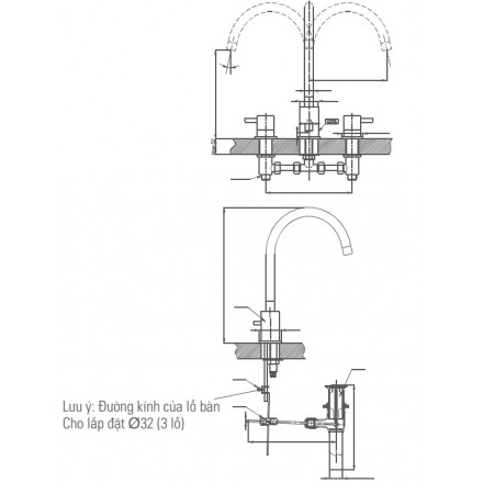 Vòi Lavabo Inax LFV-7000B Van Nóng Lạnh Riêng 3 Lỗ - Ảnh 2