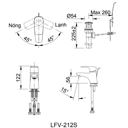 Vòi Lavabo Inax LFV-212S Nóng Lạnh Lavabo - Ảnh 2
