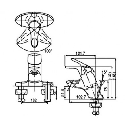 Vòi Lavabo Inax LFV-202S Nóng Lạnh Xả Ty - Ảnh 2