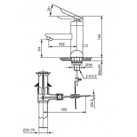 Vòi Lavabo Inax LFV-4001S Nóng Lạnh Chậu 3 Lỗ - Ảnh 2
