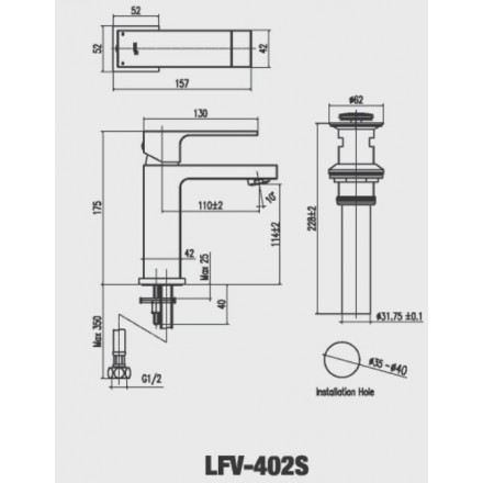 Vòi Lavabo Inax LFV-402S Nóng Lạnh - Ảnh 2