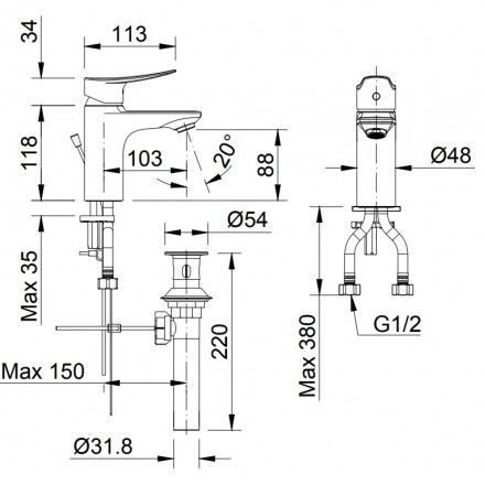 Vòi Lavabo Inax LFV-502S Nóng Lạnh - Ảnh 2