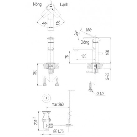 Vòi Lavabo Inax LFV-7102S Nóng Lạnh - Ảnh 2