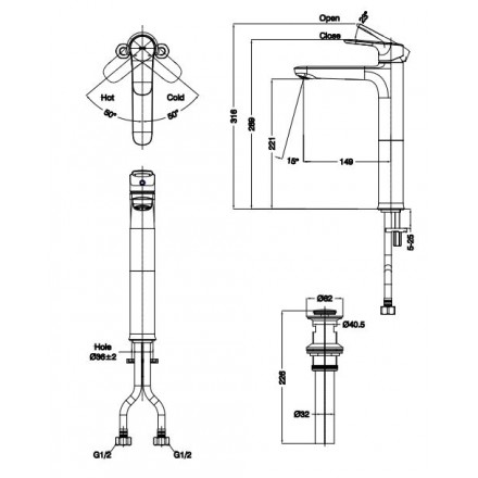 Vòi Lavabo Inax LFV-1402SH Nóng Lạnh Thân Cao - Ảnh 2