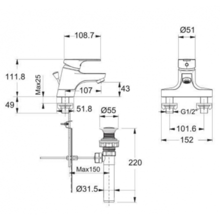 Vòi rửa nóng lạnh American Standard Concept WF-1401 - Ảnh 2