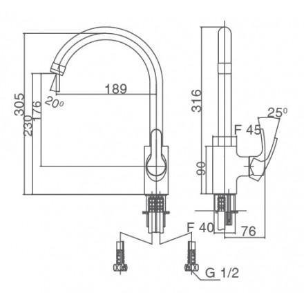 Vòi Bếp Nóng Lạnh Inax SFV-802S - Ảnh 2