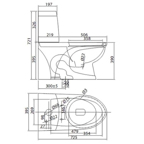 Bồn cầu một khối nắp êm Viglacera V39M