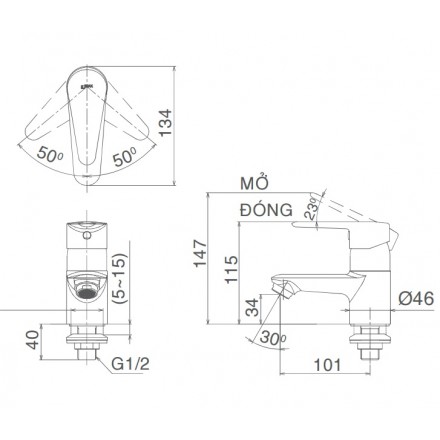 Vòi Lavabo Inax LFV-21S Gật Gù Lạnh - Ảnh 2