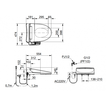 Nắp Bồn Cầu Thông Minh INAX CW-KB22AVN Shower Toilet - Ảnh 2