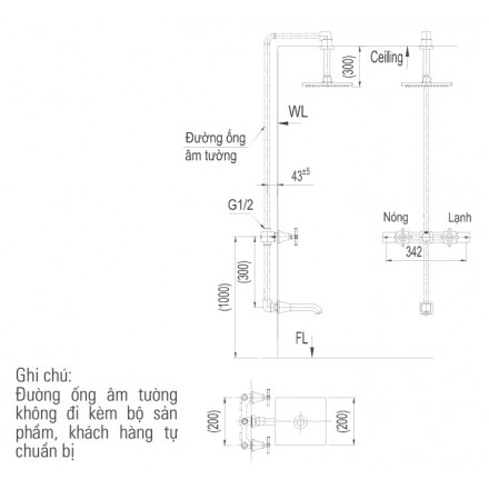 Sen tắm âm tường nóng lạnh Inax BFV-81SEC - Ảnh 2
