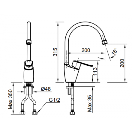 Vòi Bếp Nóng Lạnh Inax SFV-2011S - Ảnh 2