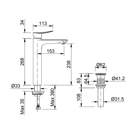 Vòi Lavabo Inax LFV-502SH Đặt Bàn Nóng Lạnh - Ảnh 2