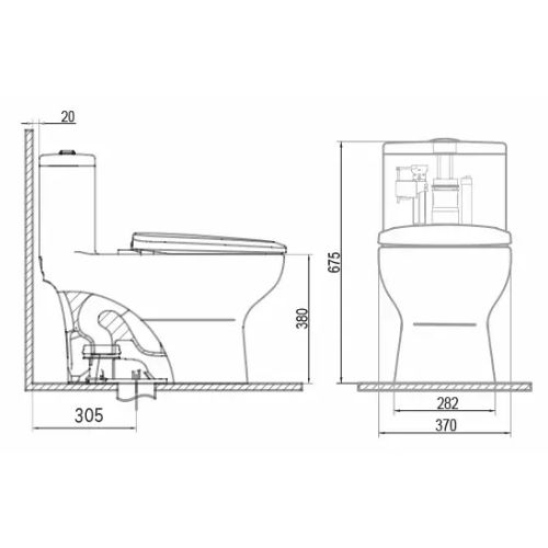 Bồn cầu một khối nắp êm Viglacera Sanfi S309